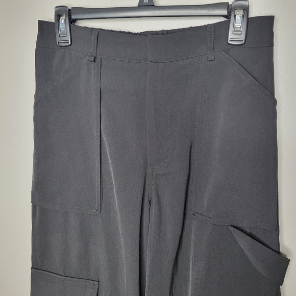 NWT AARON & AMBER Black Wide Leg Y2K Carpenter Pants Size Medium - Picture 3 of 8